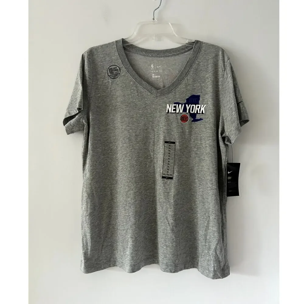 Nike Gray New York Knicks NBA Dri-fit Athletic T-shirt NWT Size XL
